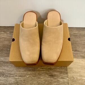 Beige Suede Mule Heels - Women